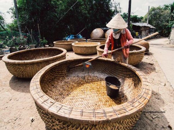 Bamboo Basket Boat Village In Phu Yen